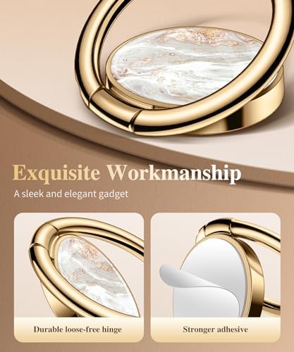 GVIEWIN Stylish Marble Phone Ring Holder with 360° Rotation for Ultimate Grip and Kickstand Functionality – Compatible with i Phone 16 Pro Max, 15 Plus, 14, 13, 12 Series & Galaxy S25/S24 Ultra – Elegant Flowing Sakura Design for Enhanced Safety and Usability