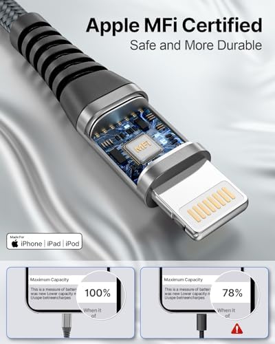 Aioneus 10 ft i Phone Charger 2 Pack – Apple Certified Lightning Cable with Fast Charging, Extra Long Nylon Braided Cord in Stylish Pink for i Phone 13, 12, 11, XS, XR, 10, 8, 7, 6 Plus – Unmatched Durability and Flexibility