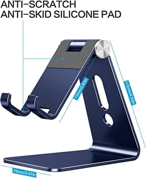 OMOTON Adjustable Cell Phone Stand, C2 Aluminum Desktop Phone Holder Dock Compatible with iPhone 15 14 13 Xs XR 8 Plus 7 6, Samsung Galaxy, Google Pixel, Android Phones – Enhanced Compatibility and Speed