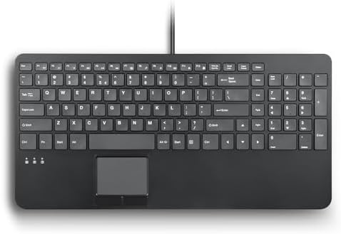Compact USB Keyboard with Touchpad – Perixx PERIBOARD-534 for Enhanced Productivity, Scissor Key Comfort, and Built-in USB Hubs – Ergonomic Design for Home and Office Use, Space-Saving Dimensions of 15.63 x 7.80 x 1.18 inches – Seamless Navigation with Integrated Touchpad and Number Pad for Effortless Computing