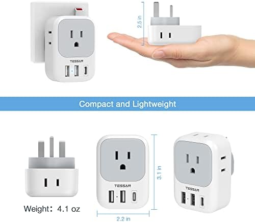 TESSAN Dual Pack European Travel Adapter with 4 AC Outlets and 3 High-Speed USB Ports – Ultimate International Power Converter for Seamless Device Charging in Italy, Spain, France, Portugal, Germany, and Iceland – Essential Travel Accessory for Modern Explorers