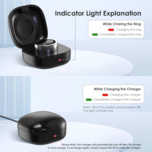 Portable Wireless Charging Case for Oura Ring Gen3 Size 7 – Efficient Charging Box with 600 m Ah Battery for Smart Ring – Compact Black Travel Charger with Auto Shutdown Feature – Quick 80-Minute Recharge for Enhanced Compatibility and Convenience