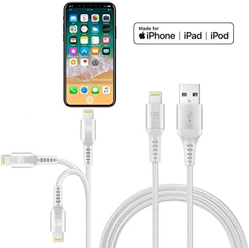 LAX MFi Certified Lightning Cable for i Phone & i Pad – 6 ft Durable Braided USB Cord with Fast Charging Capability for Enhanced Performance and Compatibility Across All Devices
