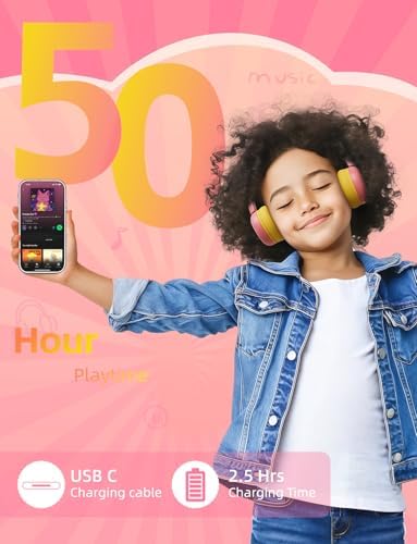 Safe Sound Bluetooth Headphones for Kids – Lightweight Wireless Earphones with 85 d B Volume Limiting for Toddler Hearing Protection – Ideal Twistable Design for School, Travel, and Home Use – Premium Audio Quality with Built-in Microphone for Clear Communication