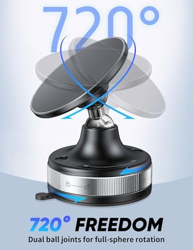 Revolutionary i Mangoo Magnetic Car Phone Mount – 720° Adjustable Suction Cup Holder for Ultimate Hands-Free Navigation | Universal Compatibility with Mag Safe Technology | Perfect for Home, Office, Gym & On-the-Go Use | Unmatched Stability & Easy Installation