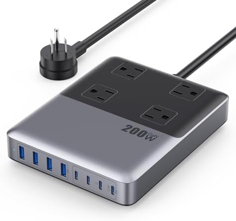Revolutionize Your Charging Setup with the 12-in-1 USB C Power Strip – 200 W Ga N IV Fast Charger with 4 AC, 4 USB-A, and 4 USB-C Ports, Perfect for Mac Book and i Phone 16/15/14 – 5 ft Cord for Ultimate Flexibility in Home and Office Environments Revolutionize Your Charging Setup with the 12-in-1 USB C Power Strip – 200 W Ga N IV Fast Charger with 4 AC, 4 USB-A, and 4 USB-C Ports, Perfect for Mac Book and i Phone 16/15/14 – 5 ft Cord for Ultimate Flexibility in Home and Office Environments