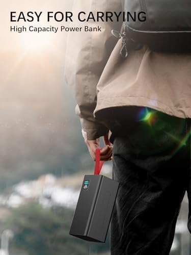 Ultimate 90000 m Ah High-Capacity Power Bank – Fast Charging 30 W PD & QC 3.0 Portable Charger with 5 Outputs & 2 Inputs – LED Display for Real-Time Monitoring – Optimal Compatibility with Phones, Tablets, Headsets & Smartwatches – Essential for Travel, Camping & Daily Use