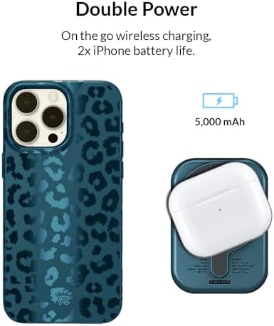 Stylish Hot Pink Leopard VELVET CAVIAR Magnetic Power Bank – Mag Safe Compatible Slim Charger for i Phone 12, 13, 14, 15 – Fast 5000 m Ah Portable Battery Pack with USB-C for Effortless Charging on the Go