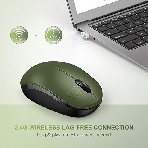 Light Blue Wireless Mouse – Ultra-Quiet 2.4 GHz Noiseless Computer Mouse with USB Receiver for Seamless Windows Experience – Portable, Ergonomic Design for Home, Office, or Travel