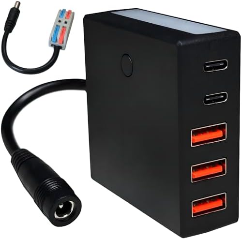 High-Efficiency 12 V to 5 V USB Step Down Converter – Versatile Multi-Port 24 V Power Adapter for Rapid Device Charging – DC 8 V-30 V Buck Module with Type-C Output, 12 A/60 W Capacity for Optimal Power Management and Seamless Device Compatibility