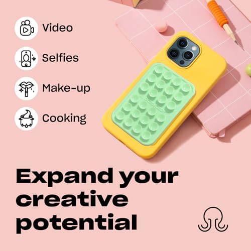 Ultimate Stability Turquoise Silicone Suction Phone Holder – Hands-Free Mount for i Phone & Android – Compact 2.6″ x 3.9″ Design – Elevate Your Selfies and Videos with Superior Grip and Versatile Functionality – Essential Content Creation Accessory for Effortless Capturing and Live Streaming