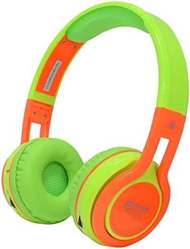 Vibrant Contixo KB-2600 Kids Bluetooth Headphones – Safe 85 d B Volume Limiting Over-Ear Design with Built-in Mic, FM Radio & Micro SD Slot – Portable Foldable Fun in Eye-Catching Green & Orange for Ultimate Audio Adventure