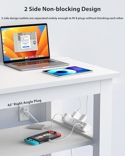 40 W Rapid Charge Desk Clamp Power Strip with 8 AC Outlets & 8 USB Ports – Versatile Surge Protector for Home & Office, Featuring 4 USB-C and 4 USB-A Ports, Secure Edge Mount Design for Tables up to 1.9 Inches, 14 AWG Heavy-Duty Cord for Optimal Performance and Safety