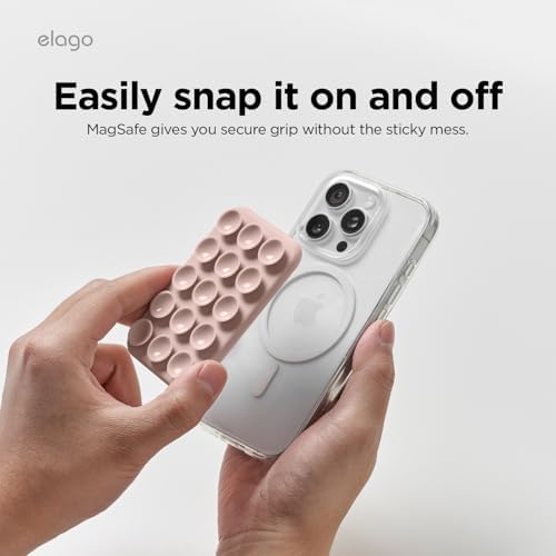 Elago Magnetic Suction Cup Phone Mount in Lovely Pink – Ultimate Hands-Free Solution for Tik Tok & Instagram Creators with Mag Safe Compatibility, Strong Silicone Grip, 360° Rotation for Effortless Content Creation and Live Streaming