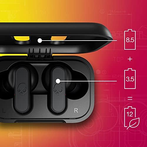 Skullcandy Dime 2 Bluetooth Wireless Earbuds – Noise-Isolating Audio with 12-Hour Battery Life, Integrated Microphone for Hands-Free Calls, Lightweight Design with Lanyard for Ultimate Portability – Compatible with i Phone & Android, True Black Finish for Stylish Comfort