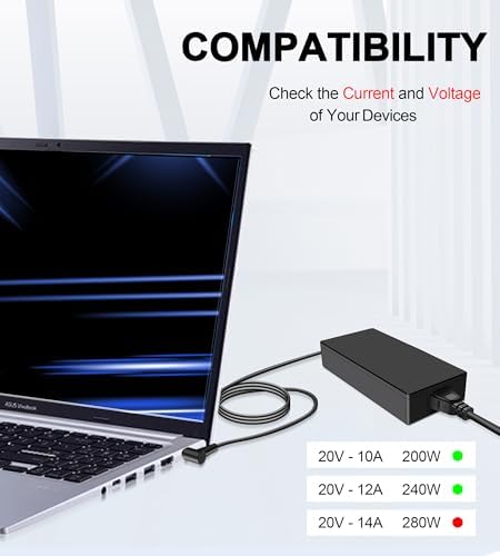 240 W ASUS ROG Laptop Charger with 6.0 x 3.7 mm Connector | High-Performance Rapid Charging Adapter for Zephyrus, Strix, and TUF Series | Built for Gamers & Professionals with Advanced Safety Features and Long-Lasting Durability