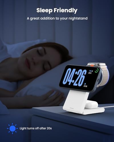 CIYOYO 3-in-1 Fast Wireless Charging Dock – Streamlined Power Hub for i Phone 16/15/14/13/12/SE, Apple Watch Series 9/8/7/6/SE/5/4, and Air Pods Pro/3/2 – Maximize Charging Efficiency with Innovative Safety Features and Sleek Aesthetic Design for Modern Living