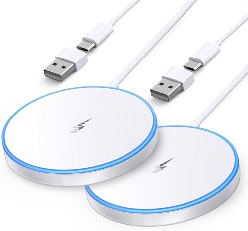 Magnetic Wireless Charger 15 W Dual Pack – High-Speed Mag Safe Charging Pad for i Phone 16/15/14 Series & Air Pods – Enhanced Stability with LED Indicator – Perfect for Nighttime Use and Seamless Device Compatibility