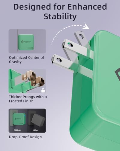 Ultimate PAEBAI+ 100 W USB-C Ga N Fast Charger: Compact, Foldable Wall Adapter for Mac Book Pro, i Phone 15/16, and Diverse USB-C Devices – 6.6 ft Durable Type-C Cable for Rapid Charging – Unmatched Versatility and Safety Features for Efficient On-the-Go Power Solutions