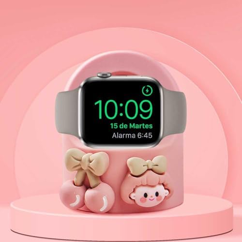 Stylish Cartoon Silicone Apple Watch Charging Dock – Enhanced Nightstand Compatibility for All Series Ultra/8/SE2/7/6/5/4/3/2/1 – Fast-Charging Solution with Tidy Cable Management for Personalized Décor and Elevated Viewing Experience