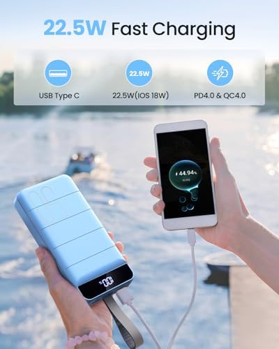 High-Capacity 50000 m Ah Portable Power Bank with Fast Charging 22.5 W – Multi-Device USB-C Battery Pack for i Phone, Samsung Galaxy & More – Ultimate Reliability for On-the-Go Charging