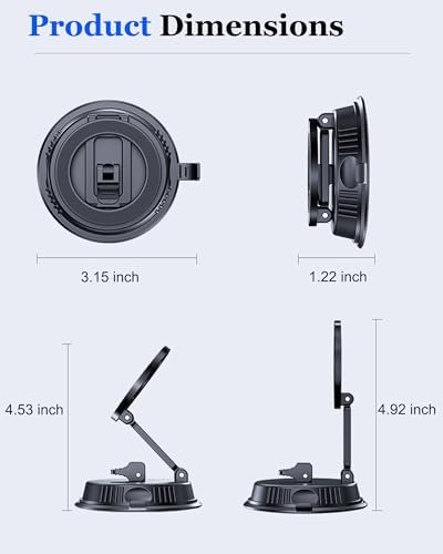 Mag Safe-Compatible Vacuum Suction Magnetic Phone Holder for Enhanced Stability in Cars, Gyms, and Showers – Adjustable, Foldable Design for Optimal Viewing of i Phone 16/15/14/13/12 – Versatile, Secure Mounting for Effortless Navigation and Hands-Free Convenience