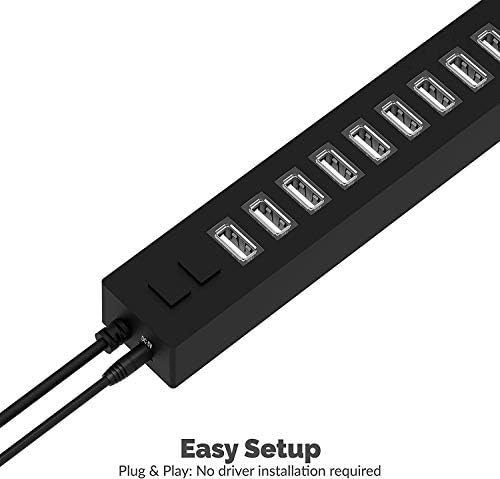 SABRENT 90 W 20-Port USB 2.0 Fast Charging Hub – Ultimate Multi-Device Power Station with UL Certified 12 V Adapter for Quick and Efficient Charging of Smartphones, Tablets, and More – Compact Design for Home and Office Use