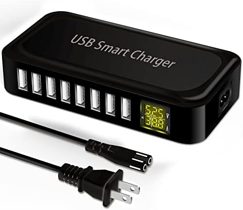 Ziwodiv 8-Port USB Charging Hub – 60 W Multi-Device Power Station with LED Status Indicator for i Phone, i Pad, Samsung & Android – Compact and Efficient Desktop Charger with Advanced Safety Features for Home and Office Use