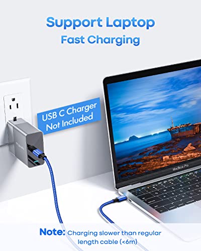 Ultra-Durable 16 ft USB C to USB C Cable – High-Speed PD Charging Cord with Braided Design, Ideal for Samsung Galaxy S21, Pixel, i Pad Pro 2020 & More – Unmatched Length for Ultimate Convenience and Performance