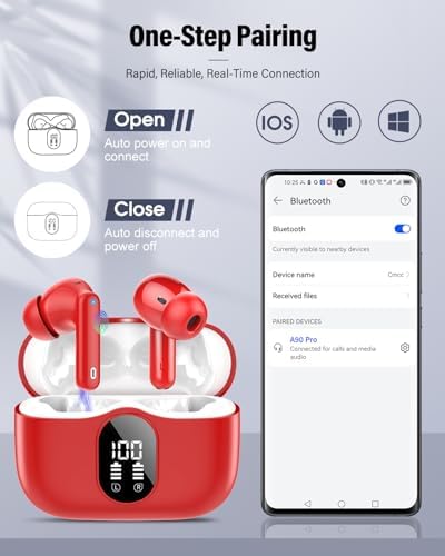 Elevate Your Audio Experience with Rose Gold Wireless Earbuds – Bluetooth 5.4 Connectivity, IP7 Waterproof Protection, and 36-Hour Playtime – Perfect for Active Lifestyles, Sports, and Seamless Communication – Stylish Comfort and Superior Noise-Cancellation for Uninterrupted Listening