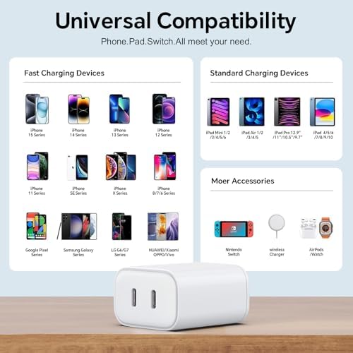 Unleash Rapid Charging Power with i GENJUN 3-Pack 40 W Dual USB-C Charger – Perfect for i Phone 15 Series, Galaxy Smartphones, and Tablets – Ultra-Lightweight Power Adapter Featuring Smart Dual Ports and Advanced Safety for Reliable On-the-Go Charging Solutions