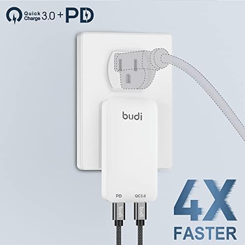 BUDI 33 W Ultra-Slim Travel Wall Charger – Dual USB Fast Charging Adapter for Mac Book, i Pad, i Phone, Samsung Galaxy & More – Compact Design with Advanced Safety Features for Effortless Device Charging