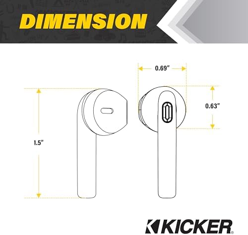 Experience Superior Sound with KICKER TWS2 True Wireless Earbuds – Bluetooth Earbuds Featuring Advanced Noise Cancelling, USB-C Fast Charging Case, and 24-Hour Playtime for Seamless Connectivity with Android & i OS Devices – Ideal for Music, Calls, and On-the-Go Audio Enjoyment