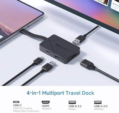 Maximize Your Microsoft Surface Potential with the Cable Matters 4-in-1 USB C Hub – Ultimate HDMI 4 K@60 Hz Adapter, 100 W Power Delivery, and 10 Gbps Data Transfer for Professionals on the Go – Your All-in-One Connectivity Solution for Seamless Productivity and Stunning Visuals