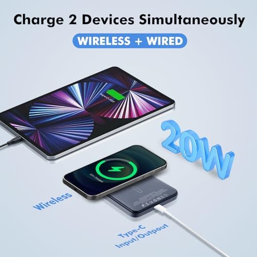 Sleek 5,000 m Ah Magnetic Wireless Charger for i Phones – Fast Charging Power Bank with LED Display, Compatible with i Phone 16 Pro Max/16 Pro/16, 15/14/13/12 Series – Effortless Charging for On-the-Go Lifestyles