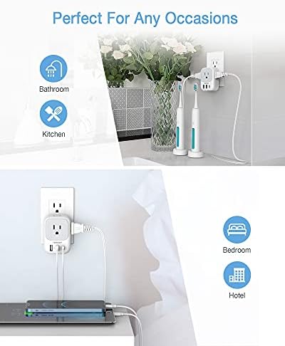 TESSAN 7-Port USB Wall Charger & Outlet Splitter – Versatile 4 AC Outlets and 3 Rapid USB Charging Ports with 2 USB-C Ports – Essential Multi-Plug Expander for Home, Office, Travel, and Dorm Rooms – Sleek Design with Surge Protection for Uninterrupted Power Supply