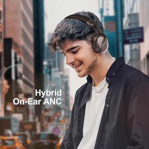 Transform Your Listening Experience with FIO MOTUS Wireless Bluetooth On-Ear Headphones Featuring Superior Active Noise Cancellation and Hi-Res Audio Quality – Enjoy Up to 55 Hours of Uninterrupted Music Playback, Lightweight Comfort, and Portable Foldable Design for Effortless Travel and Versatile Device Compatibility
