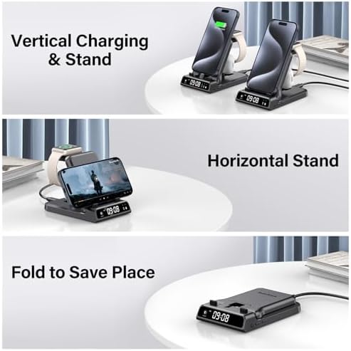 Swan Scout 701 A 3-in-1 Fast Charging Dock: 25 W Multi-Device Power Hub for i Phone 14 Pro Max/13/12/11/X/8 Plus, Apple Watch Series 9/8/7/6 & Air Pods – Stylish, Efficient Charging Station for Home & Office Organization
