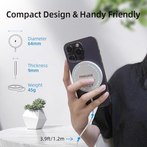 Magnetic Fast Wireless Charger Pad for i Phone 16/15/14/13/12 – 15 W Max Power, Sleek Purple Design, USB-A Compatibility for Effortless Charging Solutions