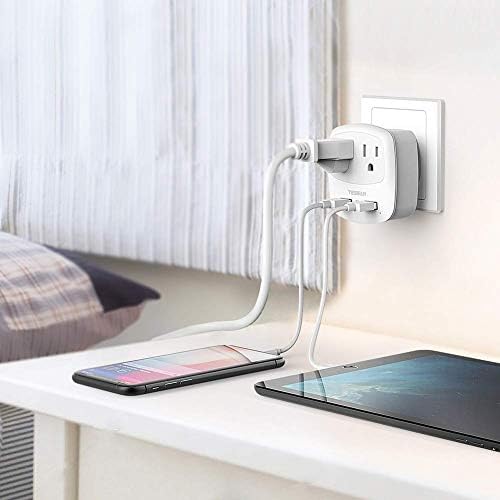 Ultimate TESSAN Type G UK Travel Plug Adapter with Dual USB Fast Charger Ports – Compact US to UK Power Converter for Effortless Global Connectivity in Scotland, London, Ireland, Kenya, Dubai & Qatar