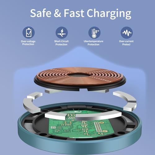 Dual Pack Mag Safe Wireless Charger Pad for i Phone & Air Pods – HYDGYC Fast Charging Solution with Enhanced Compatibility for Models 16 Pro Max, 15 Pro, 14 & More – Sleek Silver Design for Home or Travel – Effortless Magnetic Alignment & Durable Performance