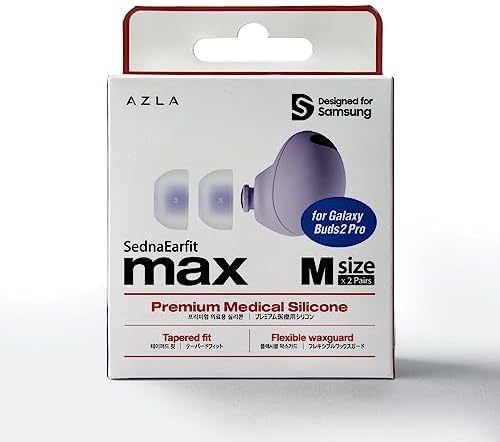 Upgrade Your Galaxy Buds 2 Pro with AZLA Sedna Earfit MAX Tips – Premium Silicone Earbud Replacement for Enhanced Noise Isolation, Comfort, and Performance – Samsung-Certified Ear Tips for Superior Sound Quality and Secure Fit