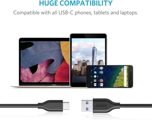 Anker Powerline 3.0 USB A to USB C Fast Charging Cable – 10 FT Durable Charger Cord with 56 k Ohm Resistor for Samsung Galaxy Note S8/S9 & Universal Compatibility – Tangle-Free & High-Speed Data Transfer for Ultimate Convenience