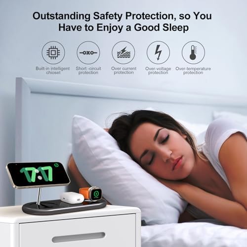 2025 Enhanced 3-in-1 Charging Station for Apple Devices | Fast Magnetic Mag-Safe Wireless Charger for i Phone 16/15/14/13/12, Apple Watch 1-10/Ultra, & Air Pods Pro | Sleek Silver Design | Compact & Portable Charging Solution for Home and Travel | Superior Compatibility and Rapid Charging Efficiency