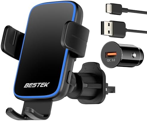 BESTEK 15 W Fast Wireless Car Charger with Auto-Clamping Phone Holder – Premium QC3.0 Air Vent Mount for i Phone 15/14/13/12/X/8, Samsung, LG, and Google Devices – Effortless Charging and Secure Fit for Every Drive