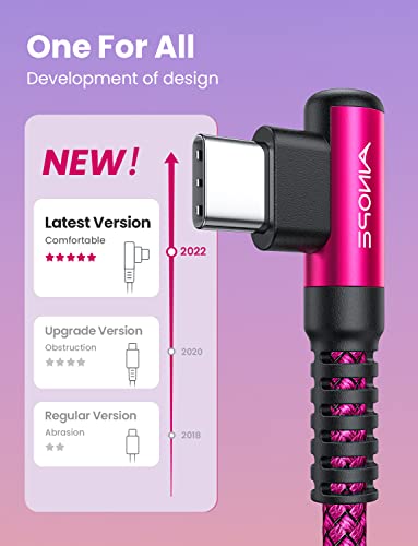 AINOPE Right Angle USB C Cable – 2-Pack (10 ft + 10 ft) Fast Charging 3.1 A Nylon Braided Charger for Enhanced Device Compatibility, Ideal for Gaming and Multitasking, Durable Black Design