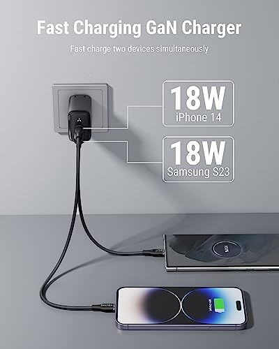 VOLTME 35 W Dual USB-C Wall Charger – Compact Fast Charging Power Adapter with PPS Technology for i Phone 14/13, Mac Book Air, i Pad Pro & Galaxy Devices – Portable & Foldable for Home, Office, and Travel Power Needs