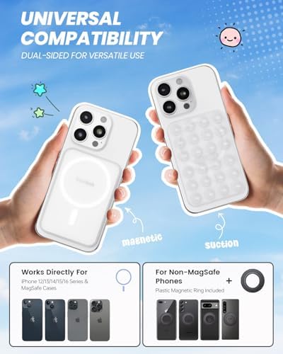 Klearlook Magnetic Suction Phone Mount Set – 4 Stylish Colors for Mag Safe Cases, Hands-Free Selfie Grip for Tik Tok & Content Creators, Lightweight & Portable, Secure Magnetic Attachment for Effortless Video Recording and Photography