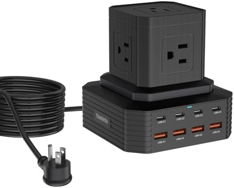 Revolutionize Your Charging Experience with the 100 W USB-C Charging Station – 13-in-1 Surge Protector Power Strip Featuring 4 Rapid PD USB-C & 4 Versatile USB-A Ports for Seamless Compatibility with Mac Book Pro/Air, i Phone 15/14, i Pad, and More – Ultimate Multi-Device Charging Solution for Home and Office Efficiency