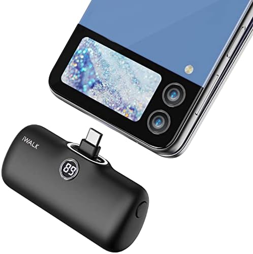 Compact i WALK 4,800 m Ah Portable Charger – High-Speed 18 W PD Power Bank with Built-in USB-C for Seamless Charging of i Phone 15/16/Pro/Max & Samsung Galaxy S25/S24/S23 – Ideal Travel Companion for On-the-Go Power Solutions